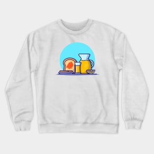 Orange Juice with Toast Bread Cartoon Vector Icon Illustration Crewneck Sweatshirt